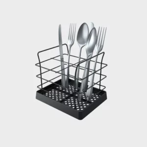 Porta Talheres Ret Aramado C/ Fundo Plast Pr - Imagem 1