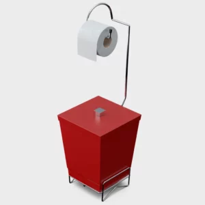 Suporte P/ Papel Higienico C/ Lixeira Vermelho - Imagem 1