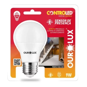 Lâmpada Inteligente Controled Sensor de Presença 6.500k 9w Bivolt - Ourolux - Imagem 1