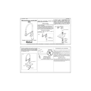 Misturador Monocomando para Cozinha Gourmet de Balcão 2884 Cromado/preto Minimal Meber - Imagem 3