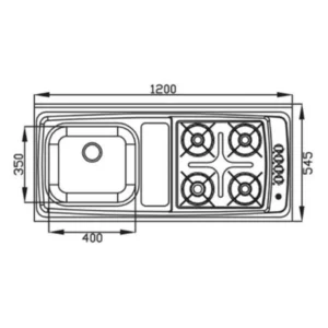 Pia com Fogão 4 Bocas Automático Direito 1,20 X 0,545m - Imagem 3
