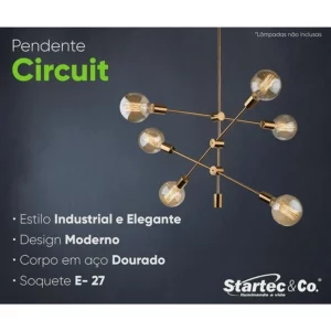 Pendente Circuit Dourado 6 Lâmpadas E27 - Startec - Imagem 5
