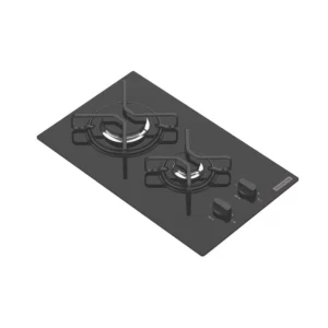 Cooktop a Gás em Vidro Temperado Preto com Acendimento Automático Dominó 2 Queimadores - Imagem 3