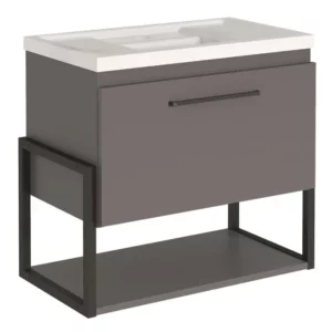 Kit de Gabinete Suspenso para Banheiro com Espelheira em Mdf Metalo 55x60,4cm Titânio - Imagem 3