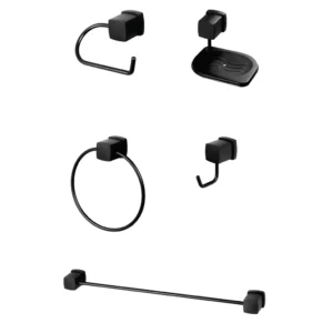 Kit de Acessórios para Banheiro Block Preto Meber