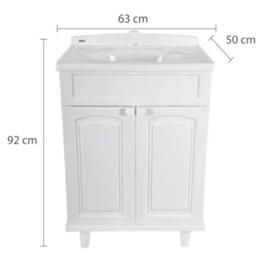 Gabinete com Lavatório Branco 50 X 63 X 92cm - Imagem 2