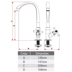 Torneira Lavat Alta Cross Pr/crom 1/2 300000631 Tigre - Imagem 2