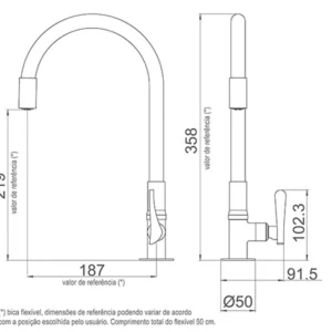 Torneira Multiuso de Mesa com Bica Flexível White 1/2" - Imagem 3