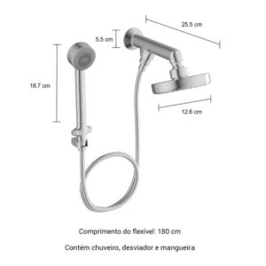 Chuveiro com Desviador e Ducha Manual Flex Cromado - Imagem 4