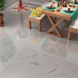 Porcelanato Polido Brilhante Retificado Carrara Gold Branco Marmorizado 72x72cm - Imagem 4