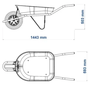 Carrinho de Mão com Caçamba Arredondada 50 Litros Azul - Imagem 3