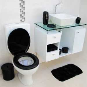 Assento Sanitário Oval Almofadado Preto - Imagem 7