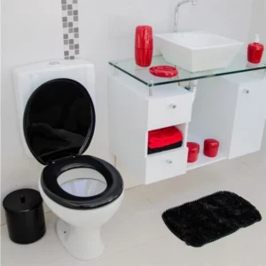 Assento Sanitário Oval Almofadado Preto - Imagem 8