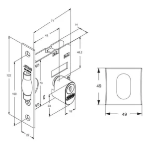 Fechadura Externa para Porta Pivotante 1005 Roseta Quadrada 45mm Cromada - Stam - Imagem 1