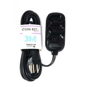 Extensão Tripolar com 3 Tomadas 3 Metros Preta - Imagem 1