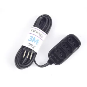 Extensão Tripolar com 3 Tomadas 3 Metros Preta - Imagem 2