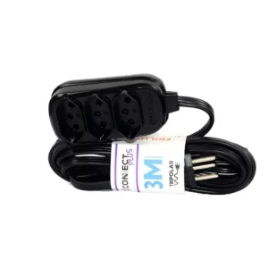 Extensão Tripolar com 3 Tomadas 3 Metros Preta - Imagem 4
