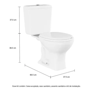 Kit Vaso Sanitário com Caixa Acoplada Aspen + Assento Branco - Imagem 7