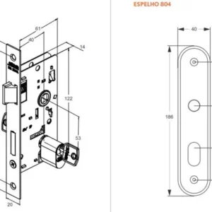 Fechadura Externa Carpi 804/33 Espelho Inox Polido 40mm - Stam - Imagem 5