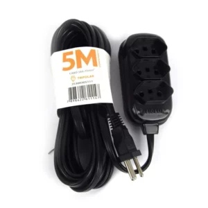 Extensão Tripolar com 3 Tomadas 5 Metros Preta - Imagem 1