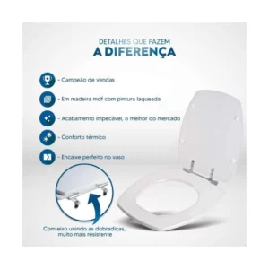 Assento Sanitário Thema Branco para Vaso Incepa - Imagem 3