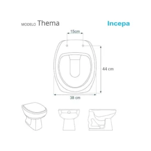 Assento Sanitário Thema Branco para Vaso Incepa - Imagem 5