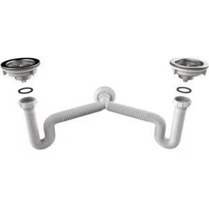 Sifão Tubo Extensivo Duplo Universal com Porca Branco - Imagem 2