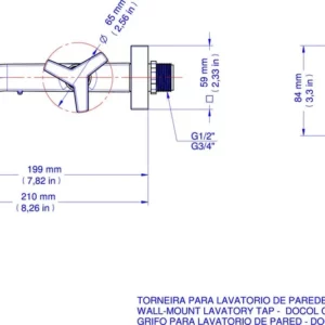 Torneira para Lavatório de Parede Docolcity