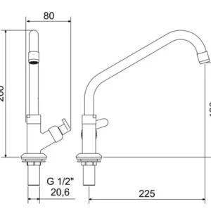 Torneira para Cozinha de Balcão Bica Móvel 1173 Uni Meber - Imagem 1