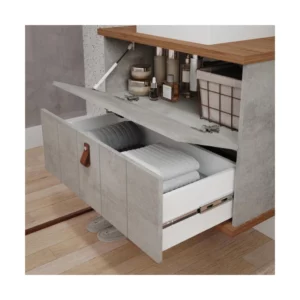 Gabinete Banheiro em Mdf com Cuba 80cm Mgm Milano Cinza - Imagem 4