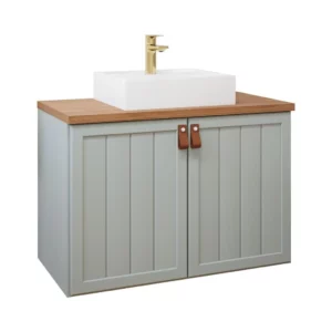 Gabinete Banheiro em Mdf com Cuba 80cm Mgm Alure Azul