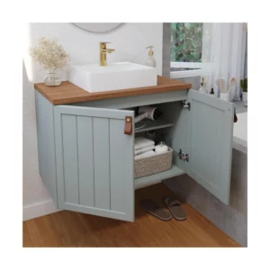 Gabinete Banheiro em Mdf com Cuba 80cm Mgm Alure Azul - Imagem 4