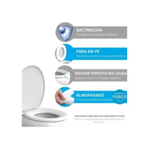 Assento Sanitário Oval Almofadado Decorado Frase "faça Bem Feito" Astra - Imagem 8