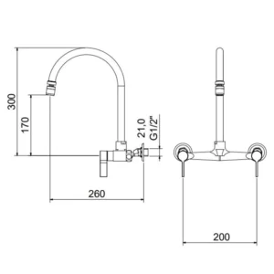Misturador para Cozinha de Parede 3003 Atria Meber