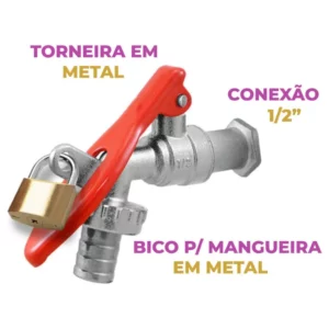 Torneira Esfera Jardim Cadeado C/bico Uso Geral 1/2 - Imagem 3