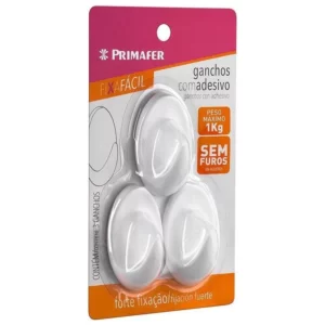 Gancho Plástico com Adesivo Primafer Redondo 1,0kg com 3 Peças Bl 2503 - Imagem 1