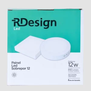 Painel Sobrepor Quadrado Led 12w 6000k Rdesing