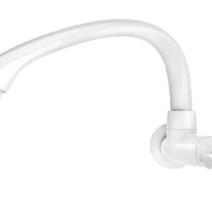 Torneira para Cozinha de Parede em Plástico Bica Móvel Horizontal Cross Branco - Imagem 1