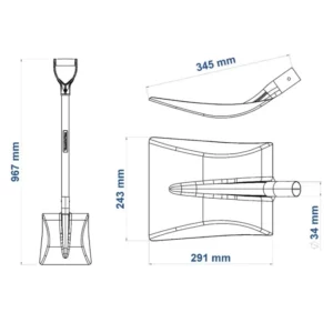 Pá Quadrada com Cabo de Madeira 71cm Natural - Imagem 2