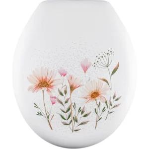 Assento Sanitário Plástico Almofadado Estampado, Cor Branca, Linha Primafer, Atlas. - Imagem 1