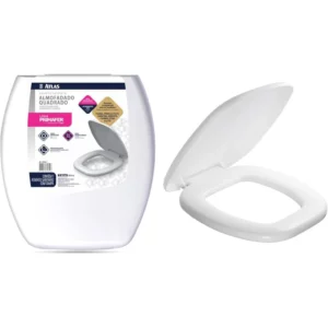 Assento Sanitário Plástico Almofadado Quadrado, Cor Branco, Linha Primafer, Atlas. - Imagem 2