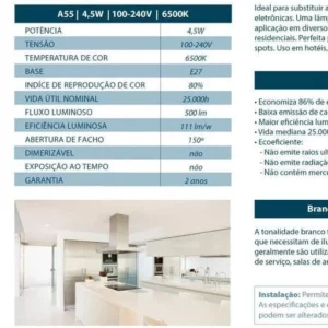 Lâmpada Led Bulbo 4,5w Branca - Lorenzetti - Imagem 2