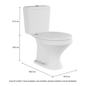 Kit Vaso Sanitário com Caixa Acoplada Ravena e Assento Branco - Imagem 7