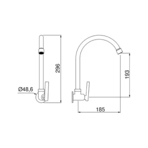 Torneira de Cozinha Parede Loren Studio 1168 B37 Black Matte Lorenzetti Modelo: 7048648 - Imagem 3