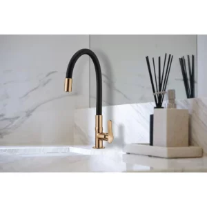 Torneira de Cozinha Mesa Bica Flexível 1177 Rg27 Lorenflex Rose Gold Lorenzetti - Imagem 3