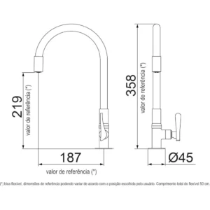 Torneira de Cozinha Mesa Bica Flexível 1177 Rg27 Lorenflex Rose Gold Lorenzetti - Imagem 6