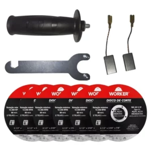 Esmerilhadeira Angular 4.1/2" 650w Worker e 6 Discos Corte (220) - Imagem 7