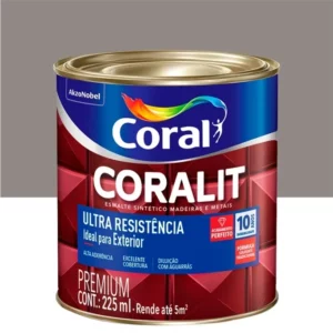 Tinta Esmalte Sintético Premium Brilhante Coralit Tradicional Alumínio 225ml