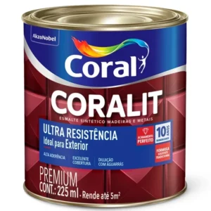 Tinta Esmalte Sintético Premium Brilhante Coralit Tradicional Preto 225ml