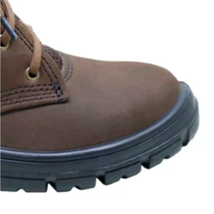 Botina de Amarrar Couro Nobuck com Bico Pvc Imbiseg Marrom Tamanho 42 - Imagem 3